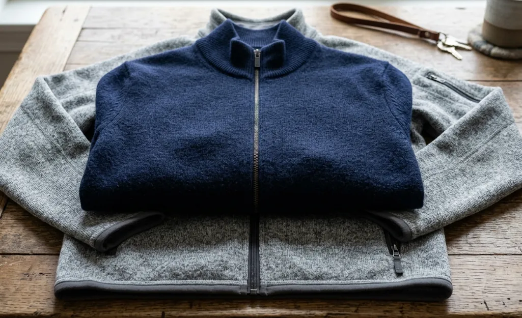 A Merino Wool Jacket on top of a Patagonia Zip